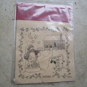 Cotton Way Season to Season Stitchery WINTER Embroidery Pattern W/Buttons 1999